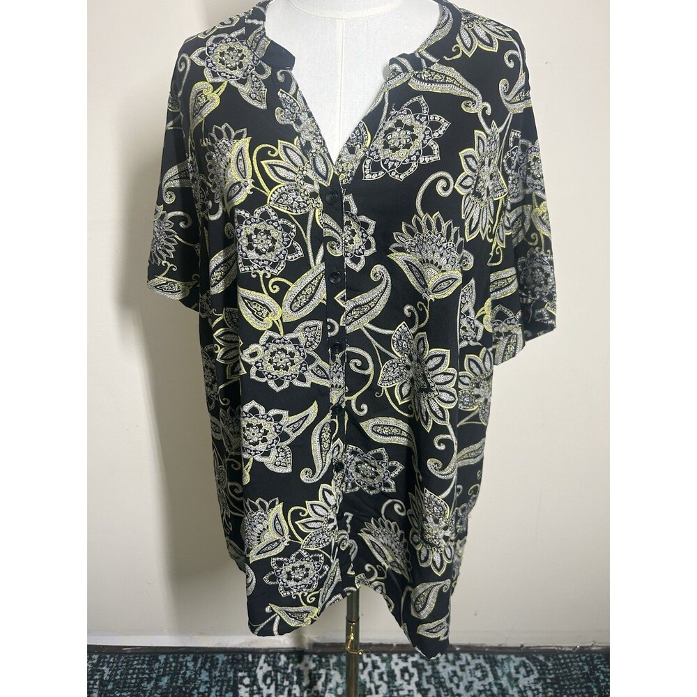 Catherines Women's Button Up Blouse 2X 22w/24w Multicolor 318